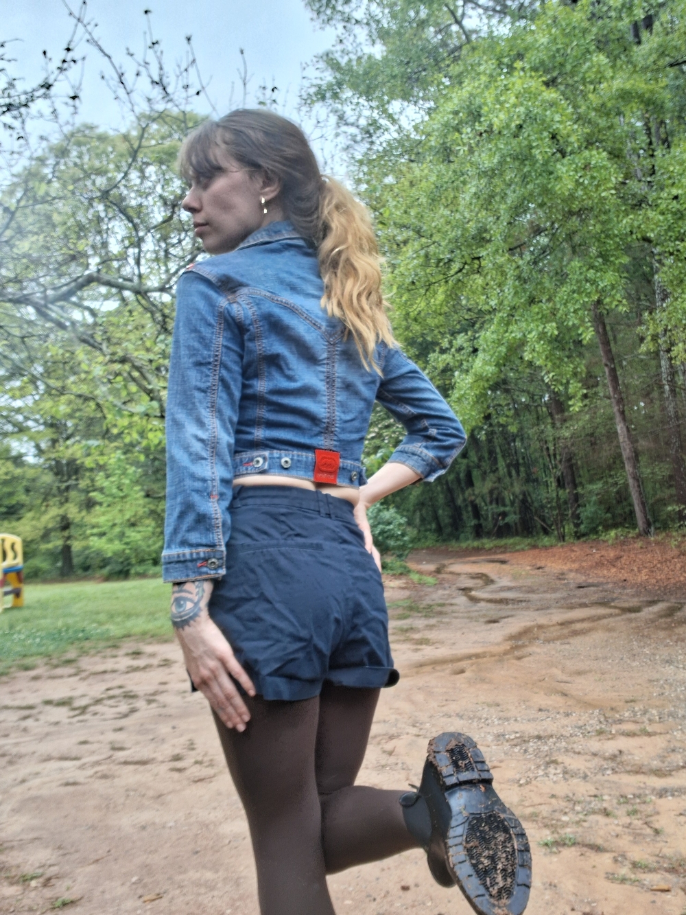 EckoRed y2k Denim Cropped Jacket - Picture 4 of 8